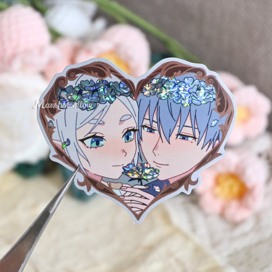 Frieren & Himmel Heart Frame Holo Sticker