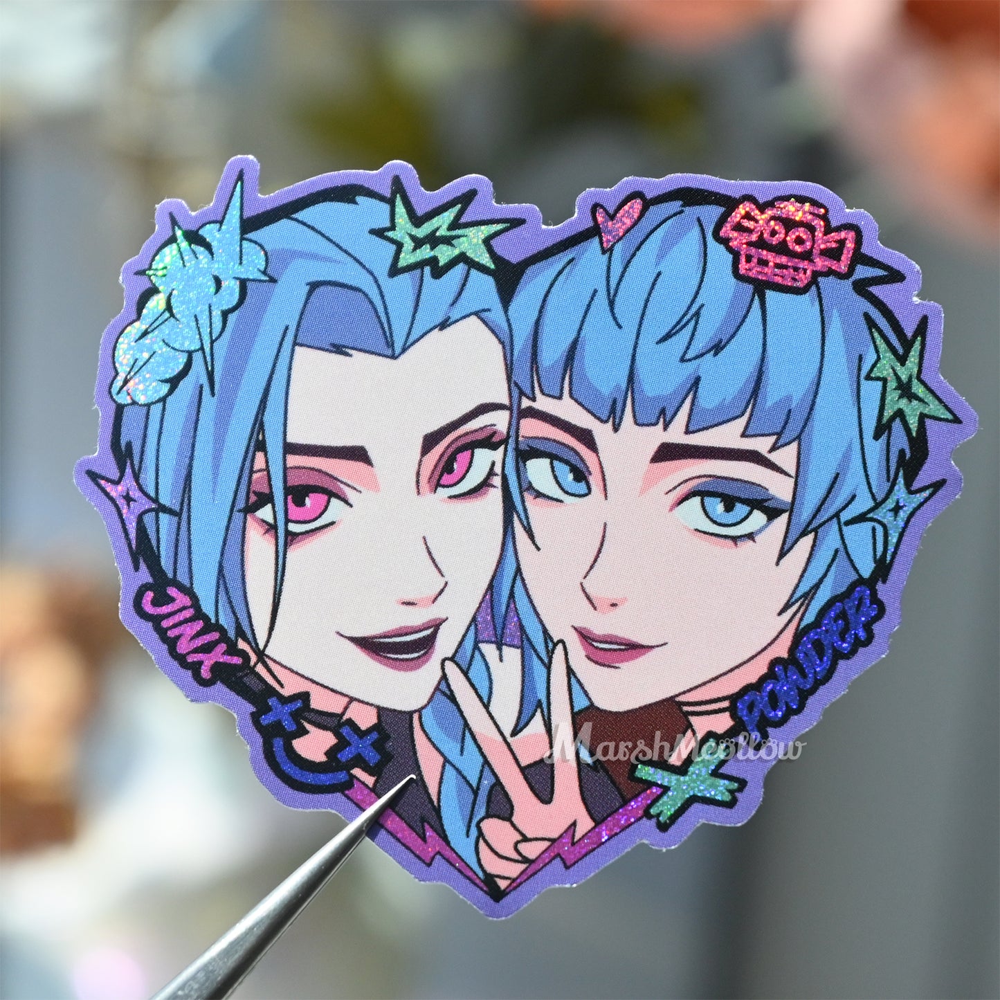 Jinx & Powder Heart Frame Matte Glitter Sticker