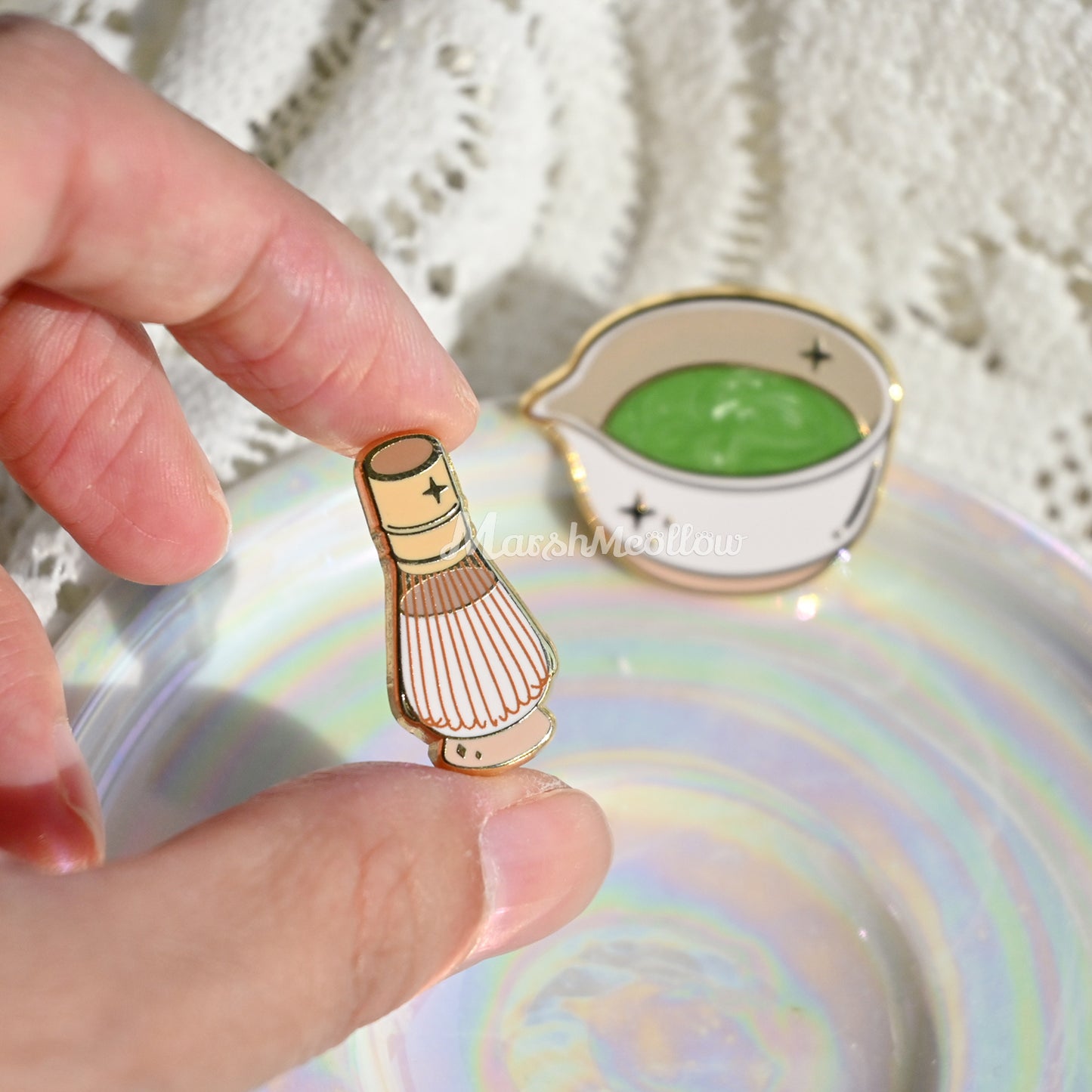Matcha Bowl & Whisk Enamel Pin Set