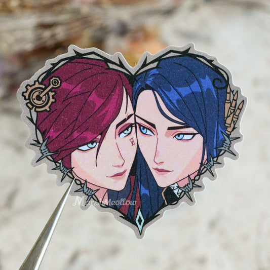 Vi & Caitlyn Heart Frame Matte Glitter Sticker