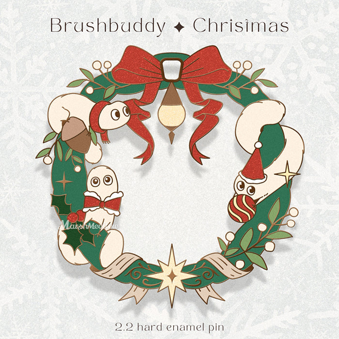 PRE-ORDER WHA Brushbuddy Christmas Wreath Enamel Pin