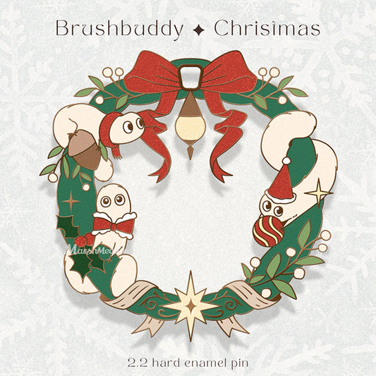 PRE-ORDER WHA Brushbuddy Christmas Wreath Enamel Pin