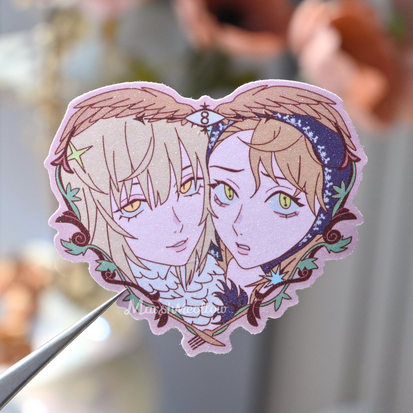 Falin & Marcille Heart Frame Matte Glitter Sticker