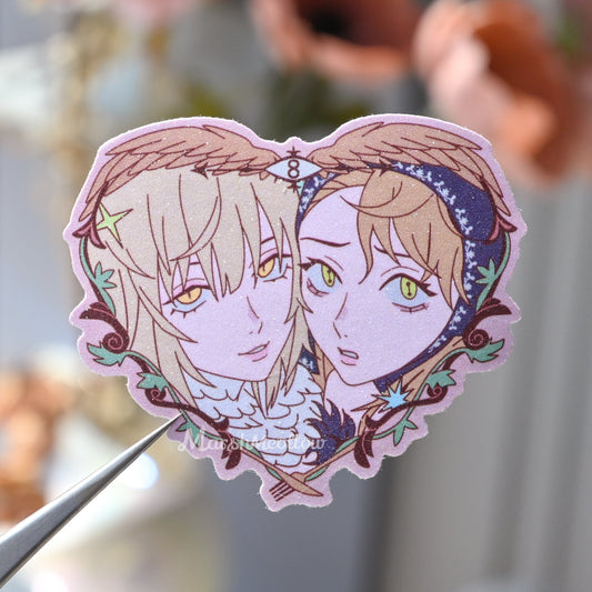 Falin & Marcille Heart Frame Matte Glitter Sticker