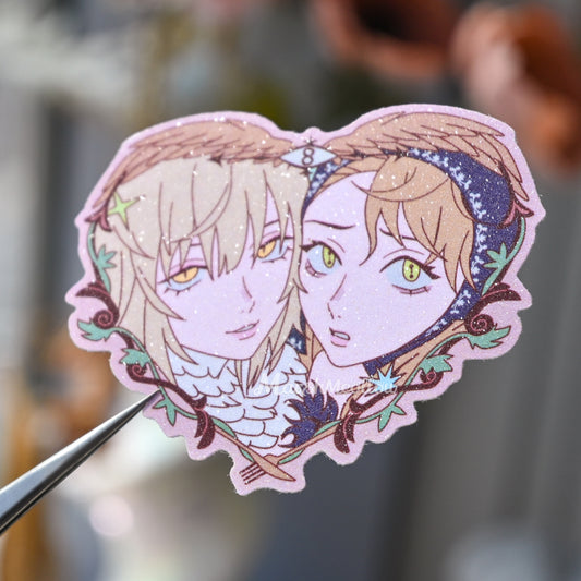 Falin & Marcille Heart Frame Matte Glitter Sticker