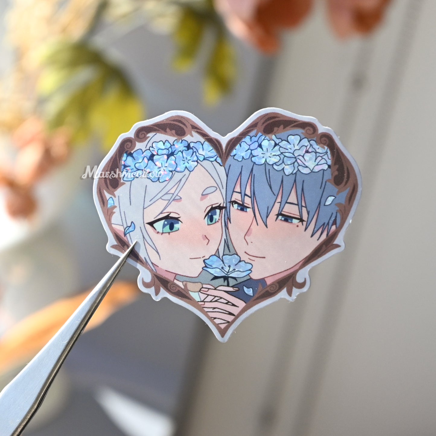 Frieren & Himmel Heart Frame Holo Sticker