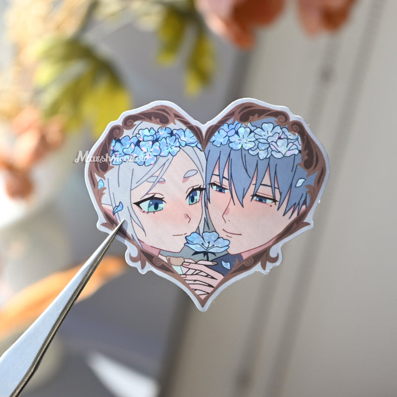 Frieren & Himmel Heart Frame Holo Sticker
