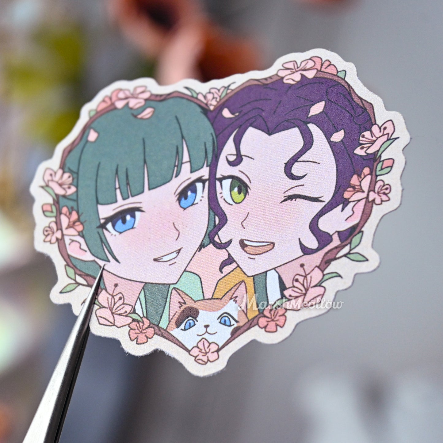 Maomao & Shisui Heart Frame Pearl Shimmer Sticker