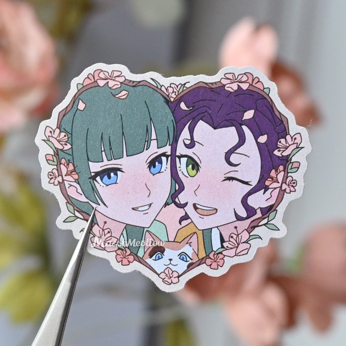 Maomao & Shisui Heart Frame Pearl Shimmer Sticker