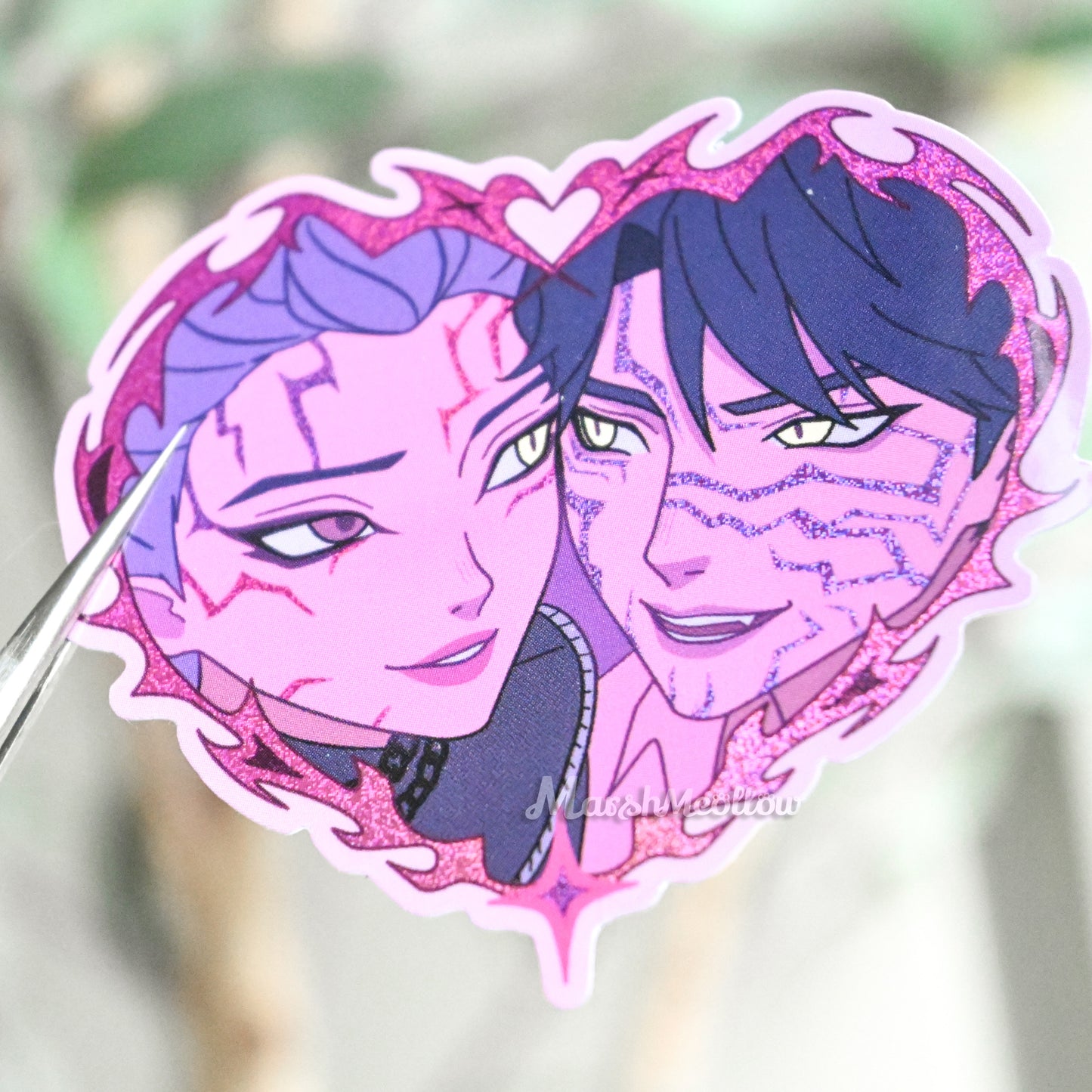 Rumi & Jinu Heart Frame Holo Sticker