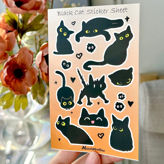 black cat sticker sheet