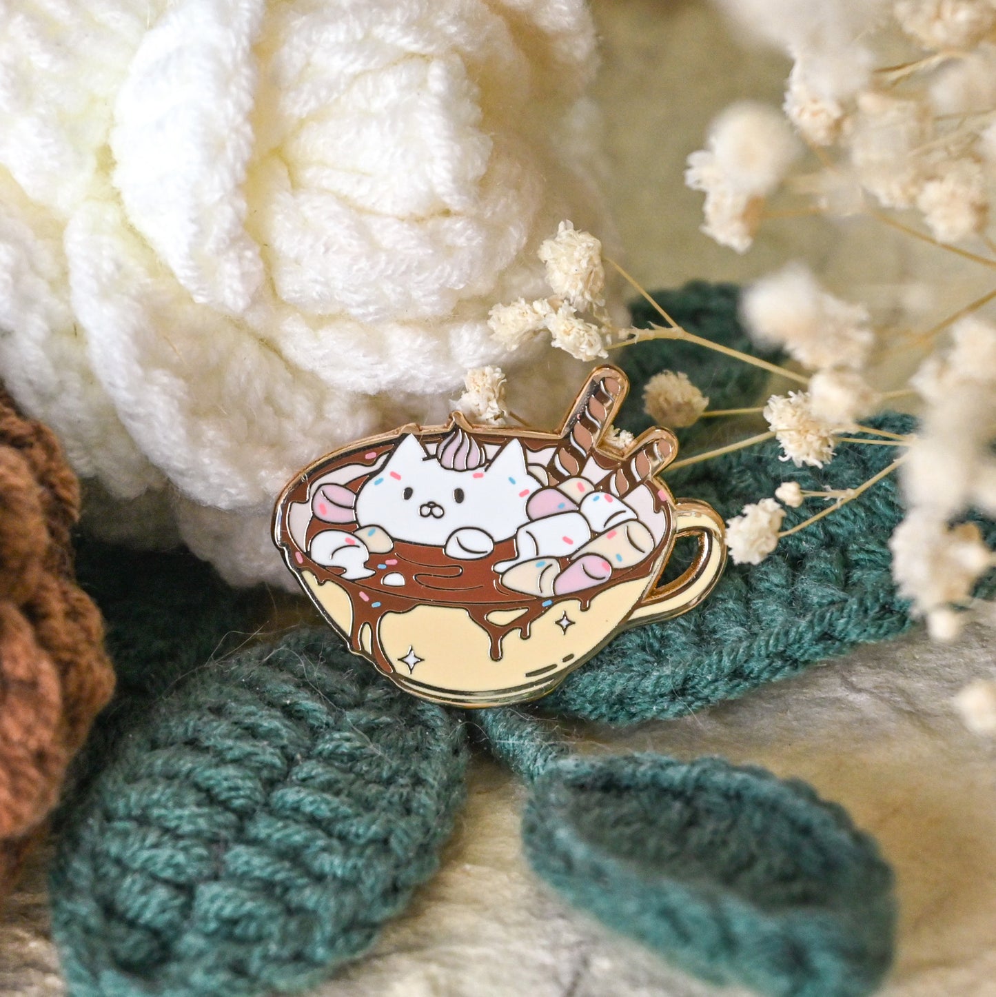 cat hot chocolate pin