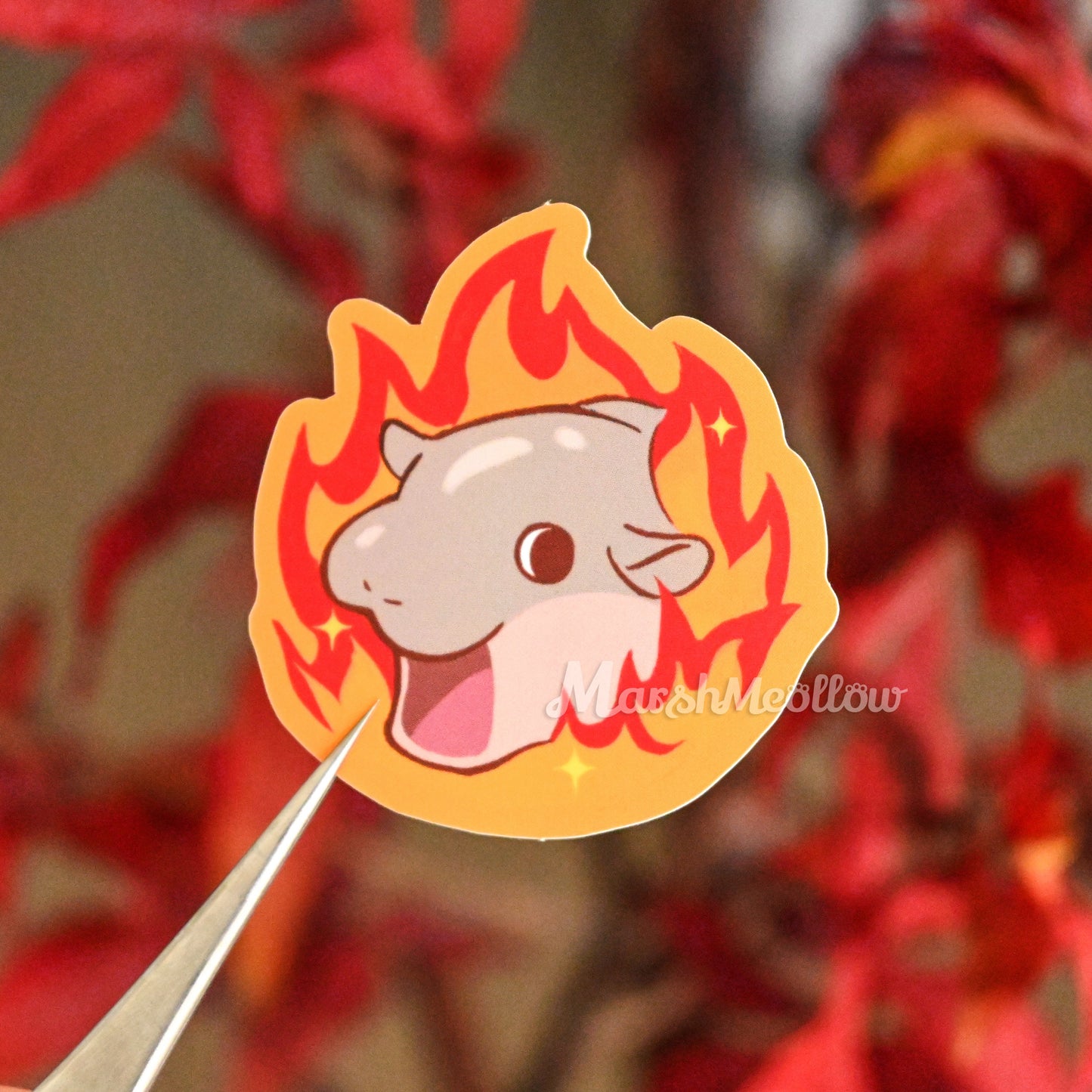 Moo Deng on Fire Sticker