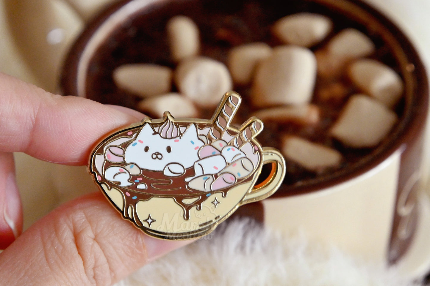 Cat Hot Chocolate Pin