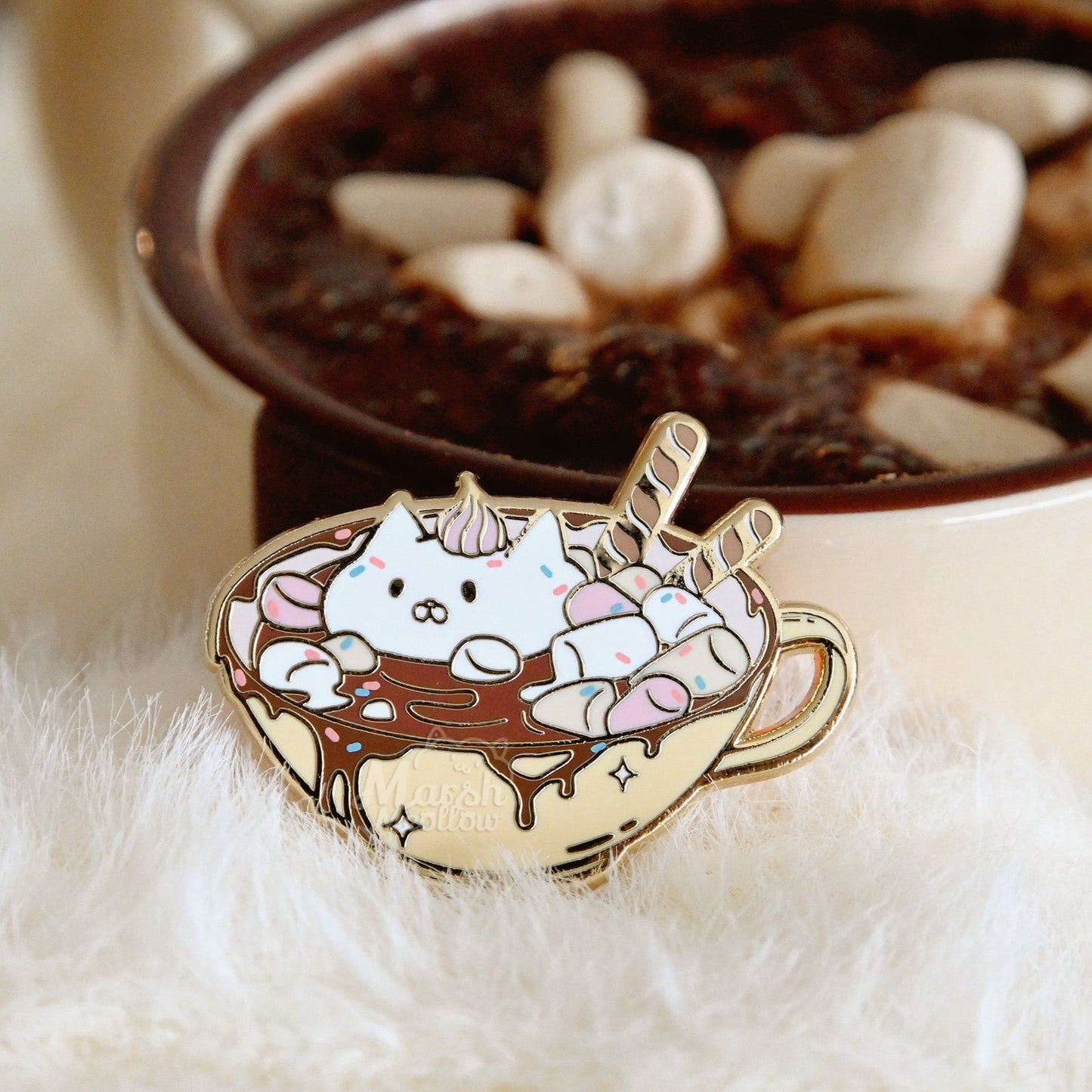 Cat Hot Chocolate Pin