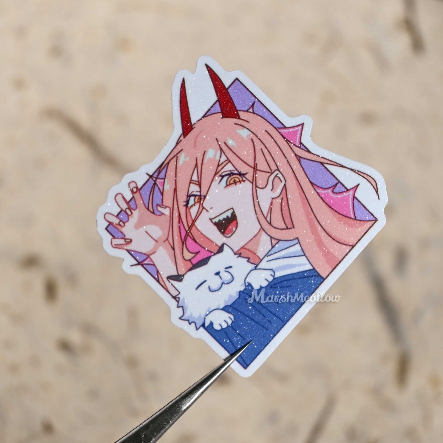 Chainsaw Man Matte Glitter Sticker