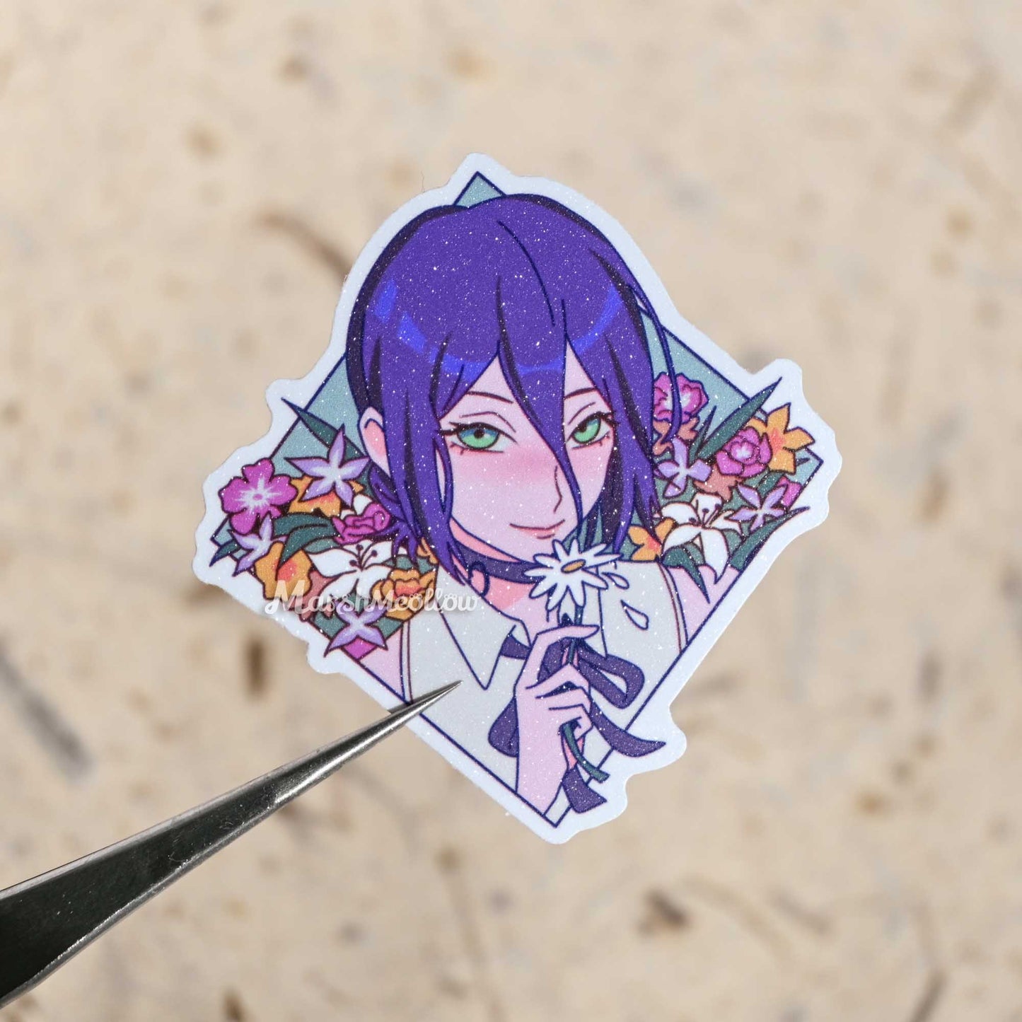 Chainsaw Man Matte Glitter Sticker