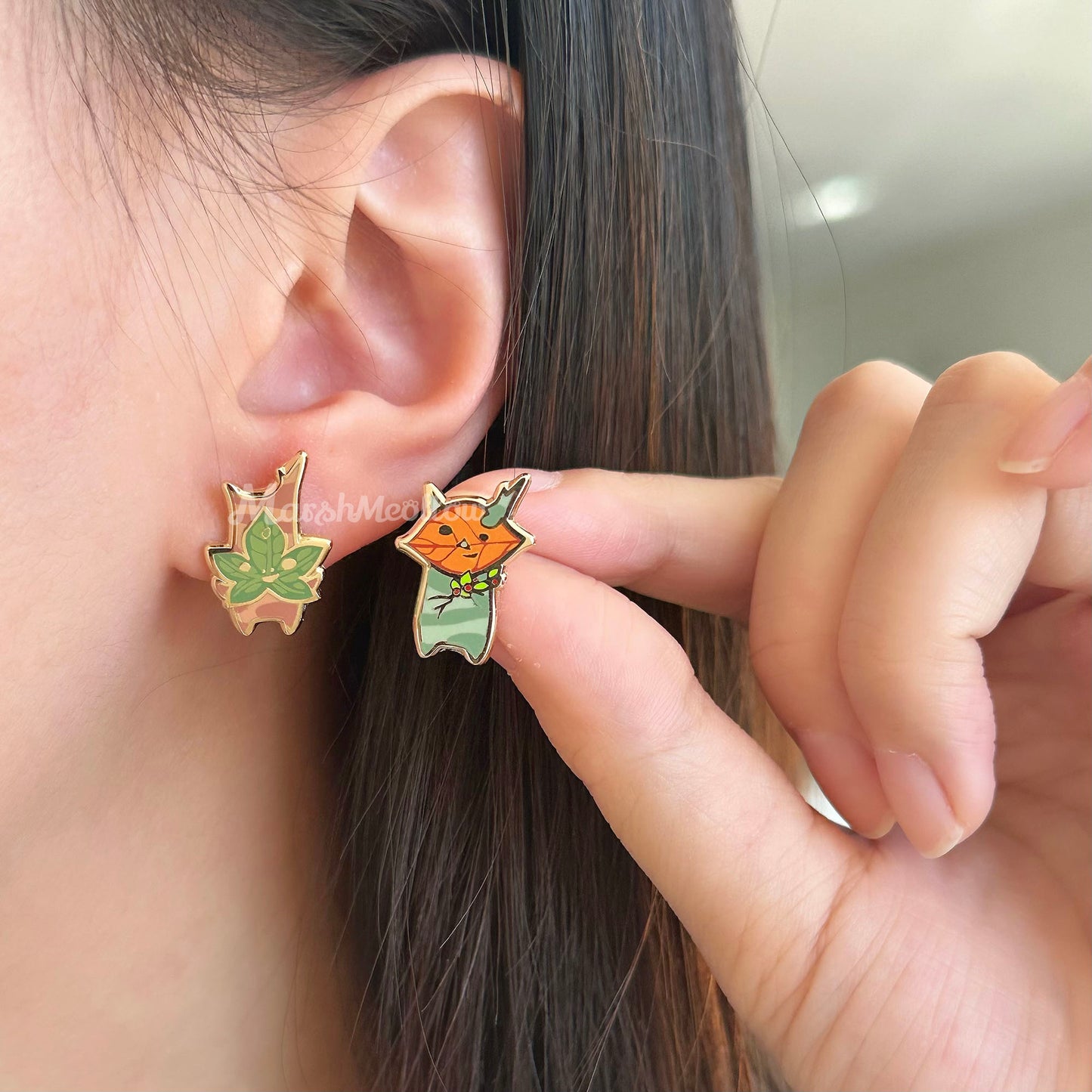 wearing  korok earrings 