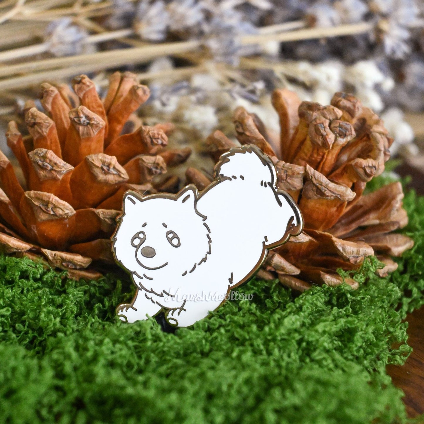 white samoyed enamel pin