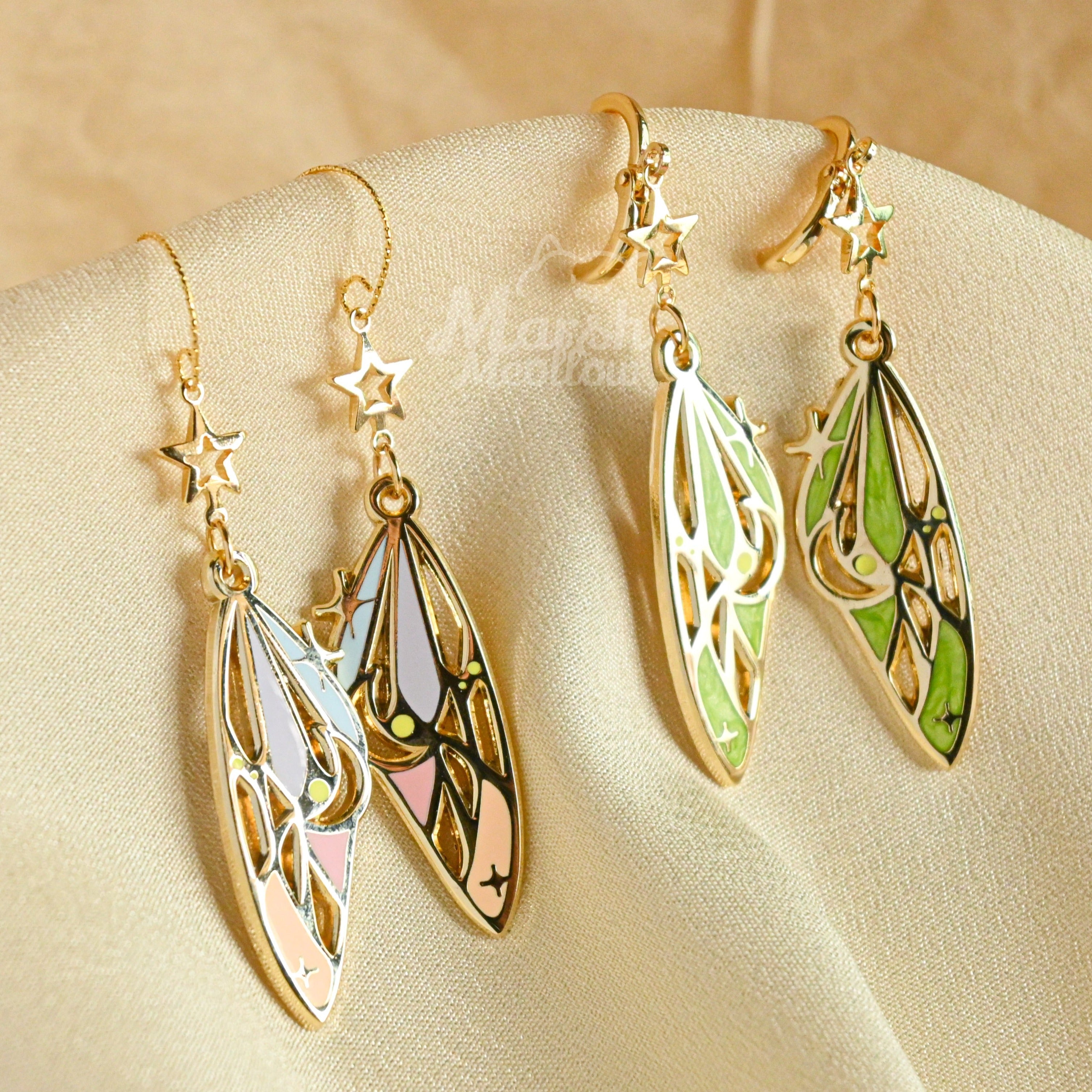 Erever Gorgeous Diamond Pearls Butterfly Earrings Korean Studs Butterfly  Wing Earrings Multiple Ways to Wear Silver