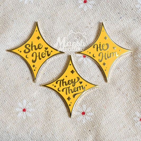 Pronoun Star Enamel Pin