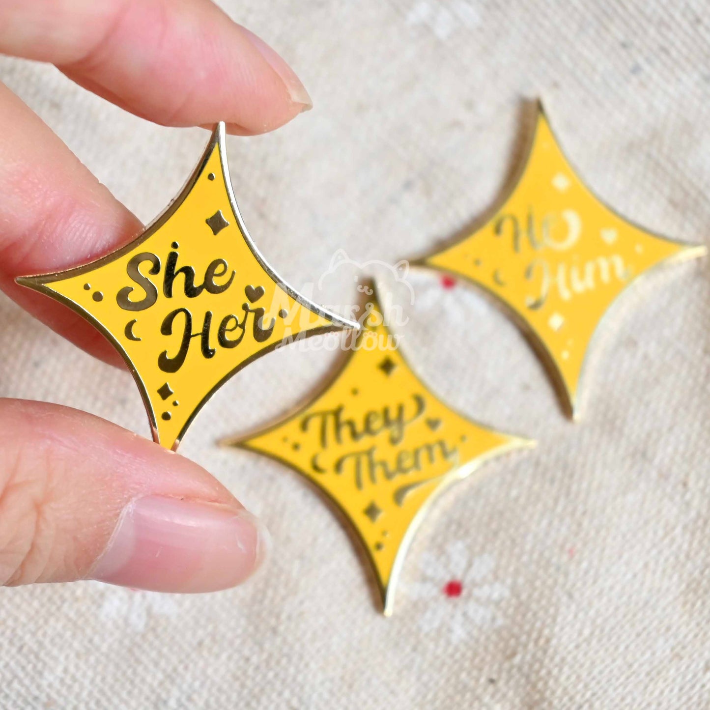 Pronoun Star Enamel Pin